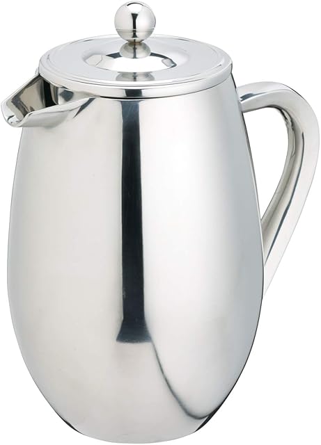 KitchenCraft Le'Xpress Stainless Steel Double Wall Insulated 3-Cup Cafetière, 350 ml