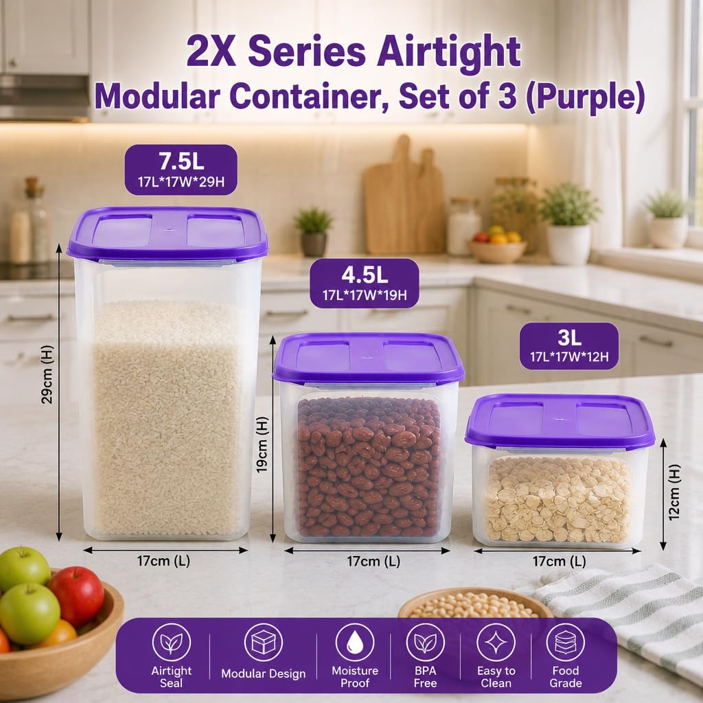 Cutting EDGE Airtight Container Set - 3 Piece Purple -2
