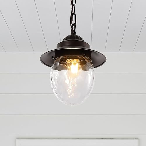 Miniatura 7 de JONATHAN Y JYL2401A Manteo 8.25" 1 luz de granja industrial hierrocristal al aire libre LED colgante rústico vintage, dormitorio sala de estar,