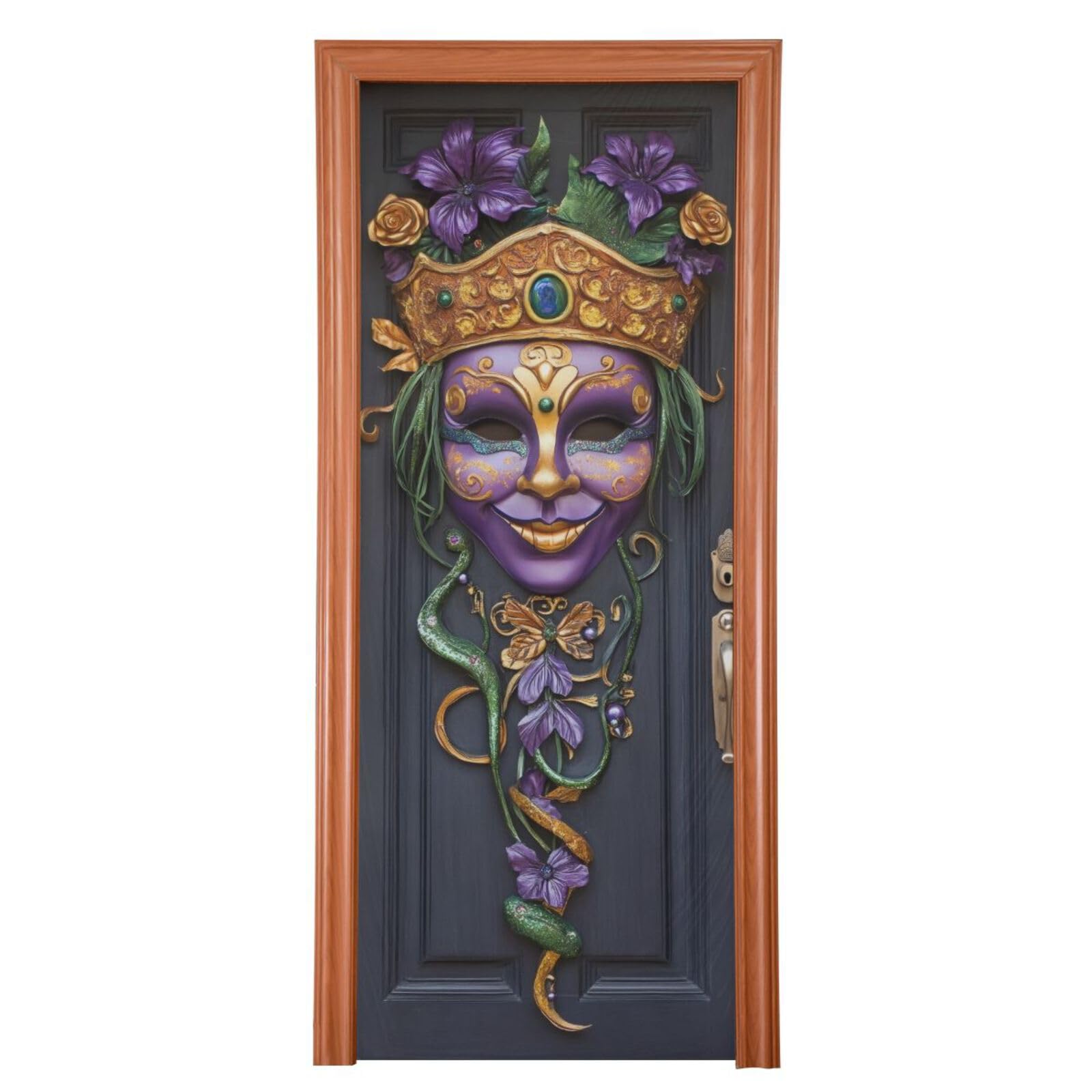 FLildon Carnival Door Mardi Gras Door Cover Decoration, Party Accessory Porch Decor for Festive Ornament Room Door Covers 32 x 79 Inch