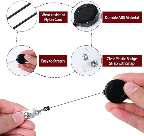 Miniatura 3 de Soporte para insignia con clips de carrete redondo retráctiles para tarjeta de identificación, nombre, llavero, trabajador de oficina, médico,