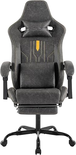 Silla de juegos con reposapiés, silla ergonómica para computadora, cojín lumbar de masaje, silla de videojuegos de carreras, silla reclinable