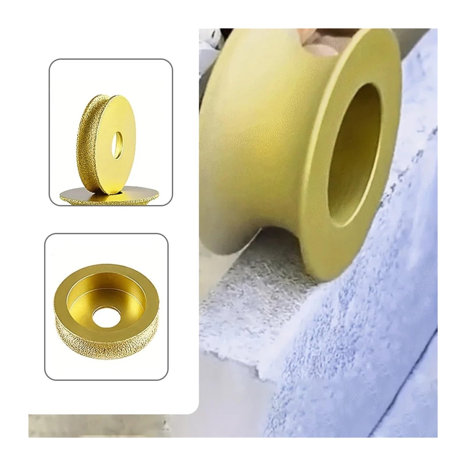 Schleifscheibe für Kantenprofile 1 Stück gelötete Diamant-Rundpolierscheibe, 20 mm Bohrungsdurchmesser, Keramikkantenscheibe(15mm)