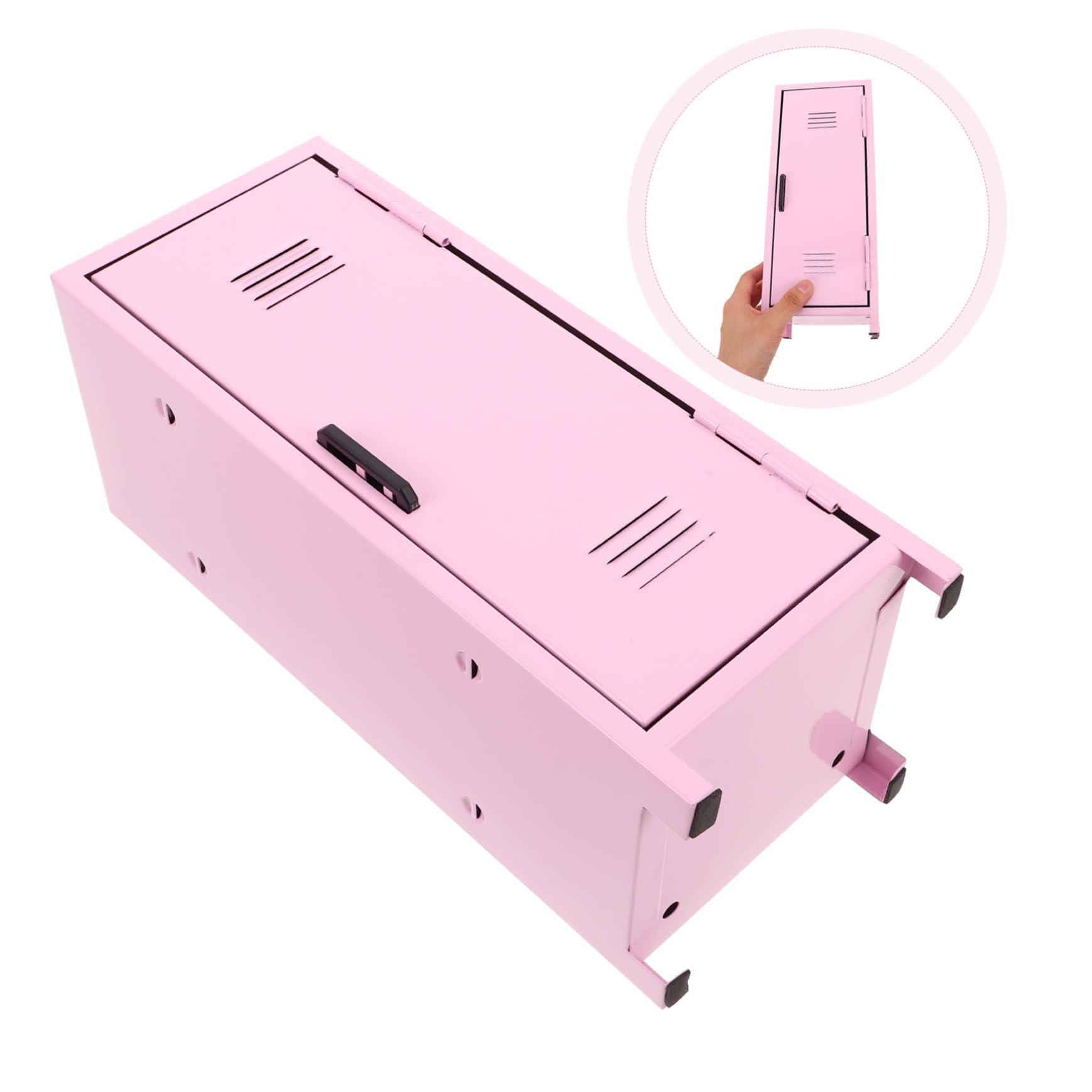 Mini Armadietto in Acciaio Rosa con Serratura e Chiavi Organizer da Scrivania per Ragazze con Scomparti Multipli per Cosmetici e Piccoli Oggetti Scaffale Sicuro per Trucco e