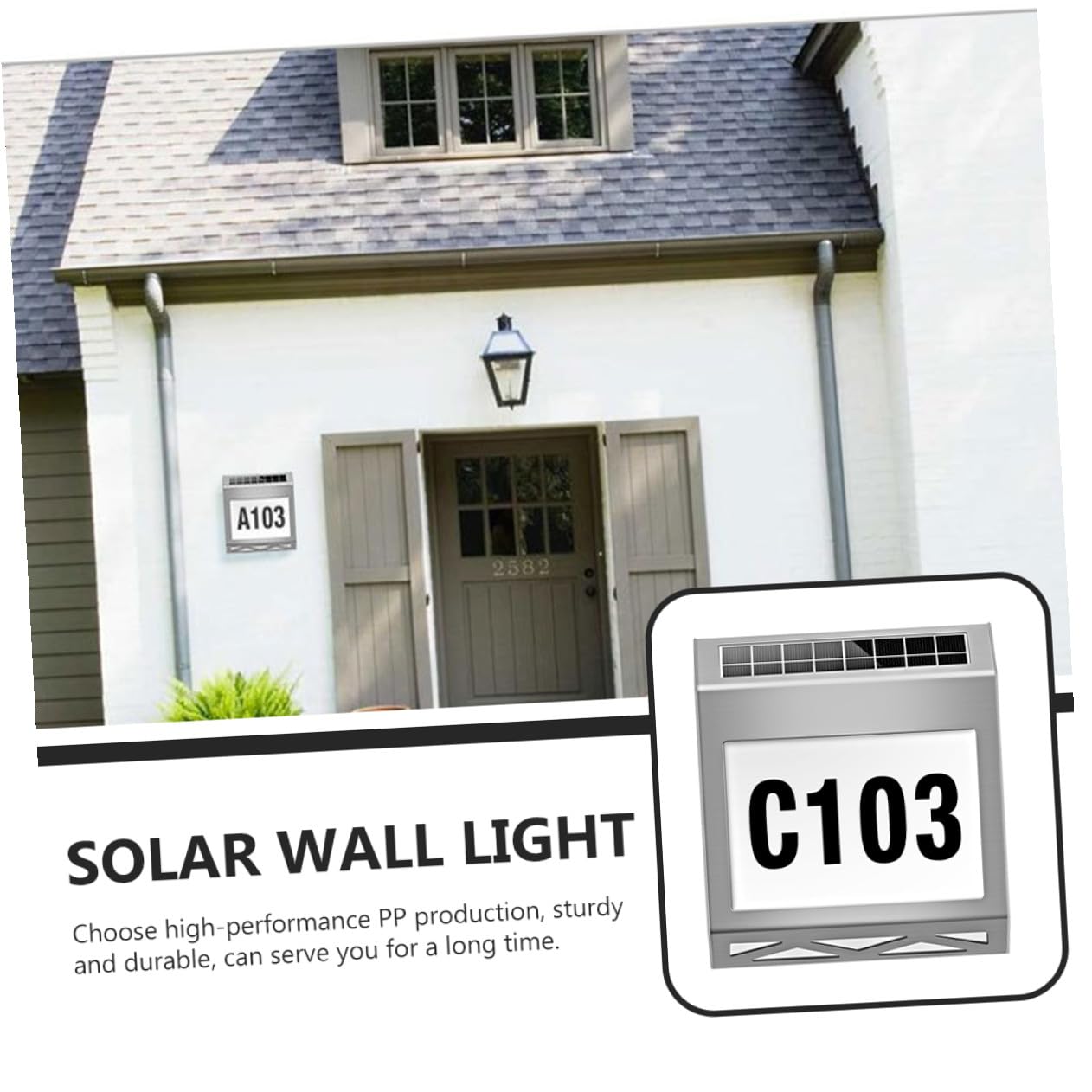 LIFKOME Solar Türschildlampe Adressschild mit LED Ip54 aus PP Silber 1 Satz für Haus und Haustürbeleuchtung