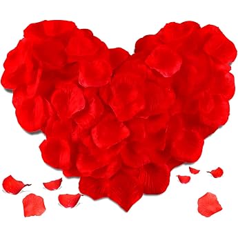 Redamancy Pack of 1200 Rose Petals Artificial Rose Petals for Wedding Valentine's Day Birthday Romantic Atmosphere Red