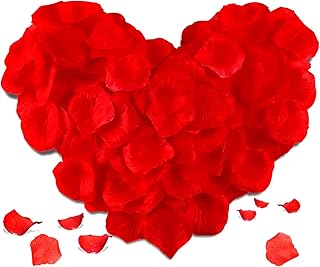 Redamancy 1200 Pièces Pétales de Rose Artificielles, Pétale de Rose Rouge, Pétales en Soie de Rose Rouges pour Décoration de Mariage, Saint Valentin, Fête, Anniversaire-Pétales de Fleur Eternelle