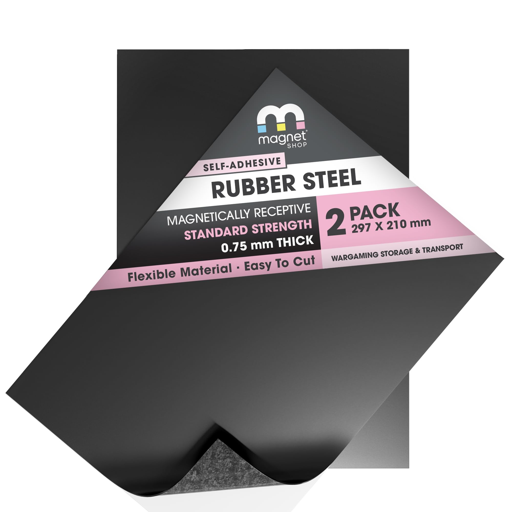 TMS Rubber Steel Sheets | Soft Metal Ferrous Sheet for Wargaming Minis Storage or Transportation, Magnetic Display or Hobby Purposes | 2 Pack | 0.75mm thick | A4 (30×21cm)