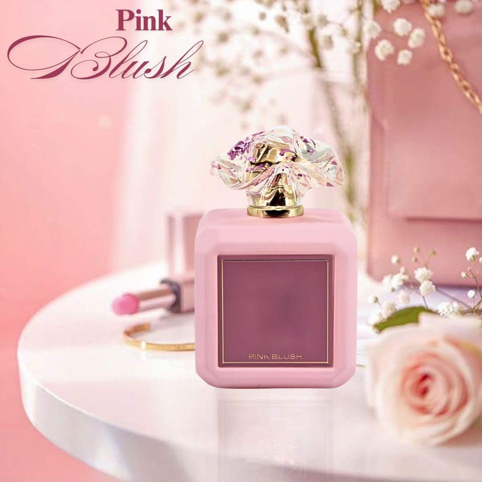 Pink Blush Perfume, Sweet Strawberry Perfume, Marshmallow Blush Perfume, Eau de Parfum, Fragrance de larga duración, tono cálido y suave (3 unidades)