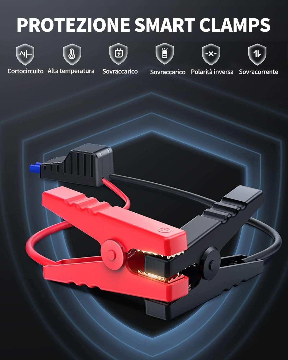 FLYLINKTECH Avviatore Emergenza per Auto- 2500A 13200mAh Avviatore Portatile per Motore Benzina, Impermeabile IP67, fino a 6,0L Ges o 5,0L Diesel, 12V Jump Starter, Torcia a LED