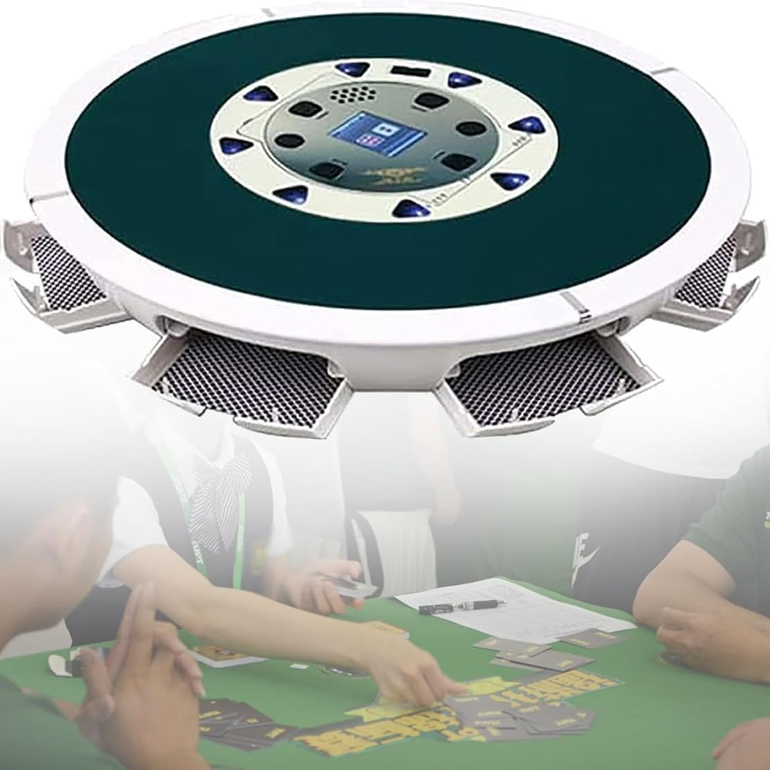 NYMFEA Automatic Card Dealer, 360° Rotating Poker Card Shuffler, Rechargeable Playing Card Shuffler, Up to 8 Players, for UNO, Blackjack, Texas Hold'em