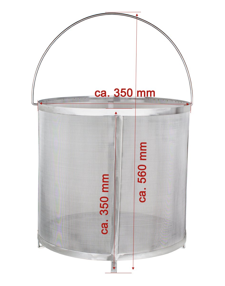 Beeketal 'BBF-2' Bier Hopfen Filter Feinsieb aus Edelstahl mit sehr feinem 300 Mikron Siebgewebe (ca. 350 x 350 x 350 mm), Bierfilter z.B zum Klären von Maischeresten, zum Stellen mit Haltegriff