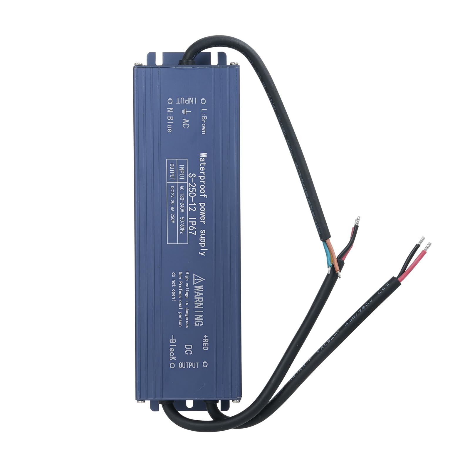 Fafeicy Driver LED IP67, Trasformatore di Tensione di Alimentazione Switching da 400 W, Adattatore di Alimentazione Impermeabile per Striscia Luminosa a LED per Insegne Luminose (250W)