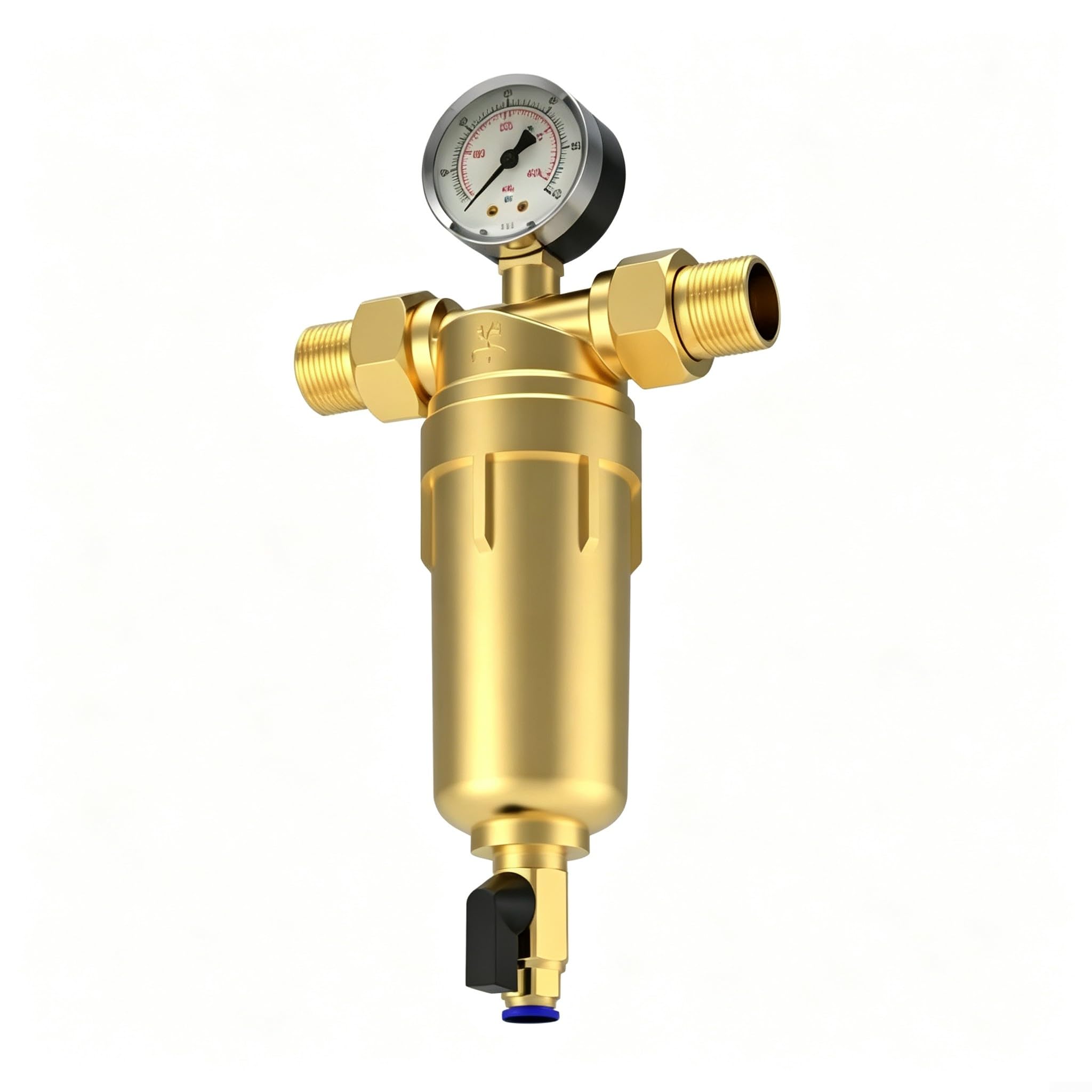 Filtro de agua de cobre, prefiltro de sedimentos con manómetro