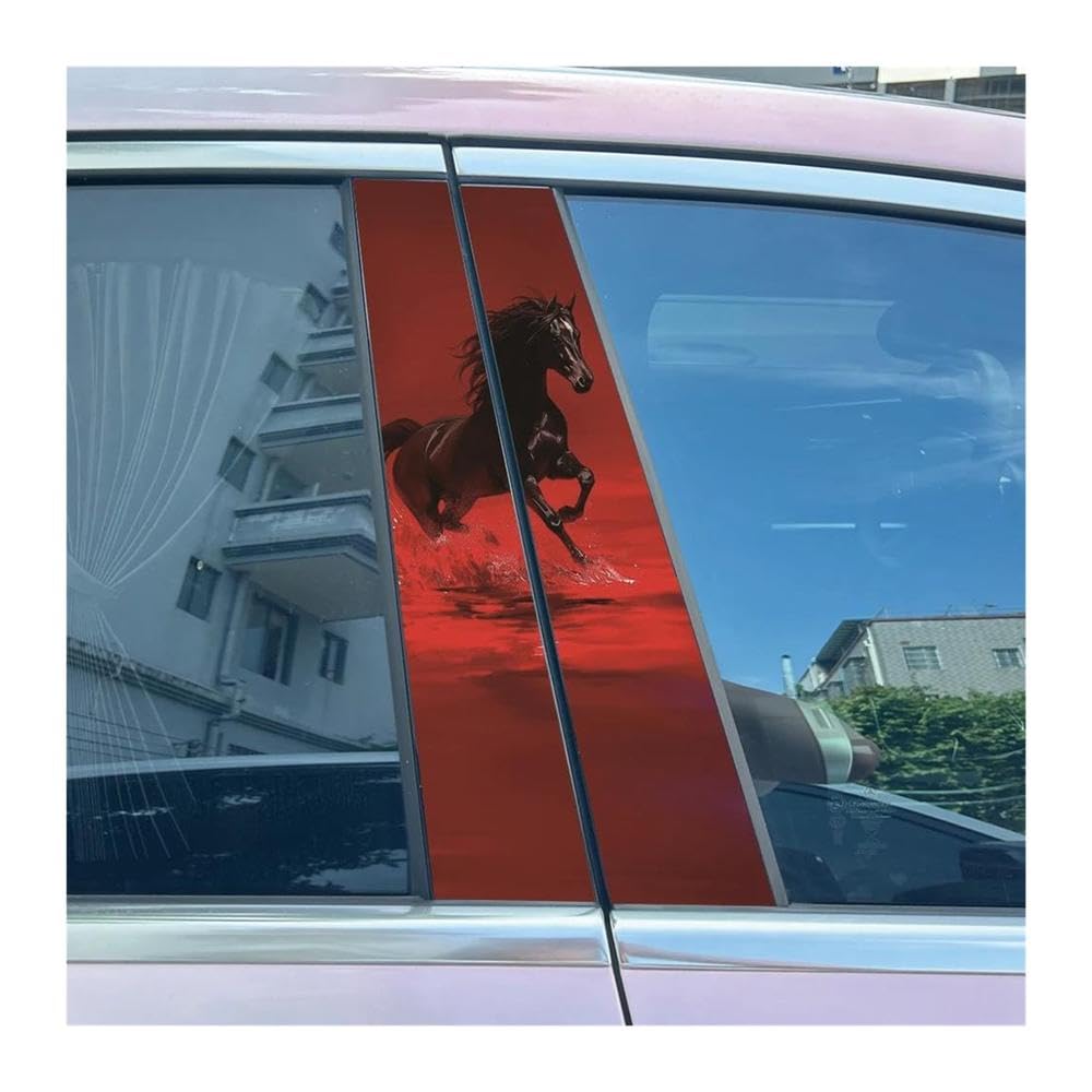 Body Parts 2pcs Car Center Pillar Sticker Running Cool Horses Auto B-Pillar Waterproof Protective Film(E)
