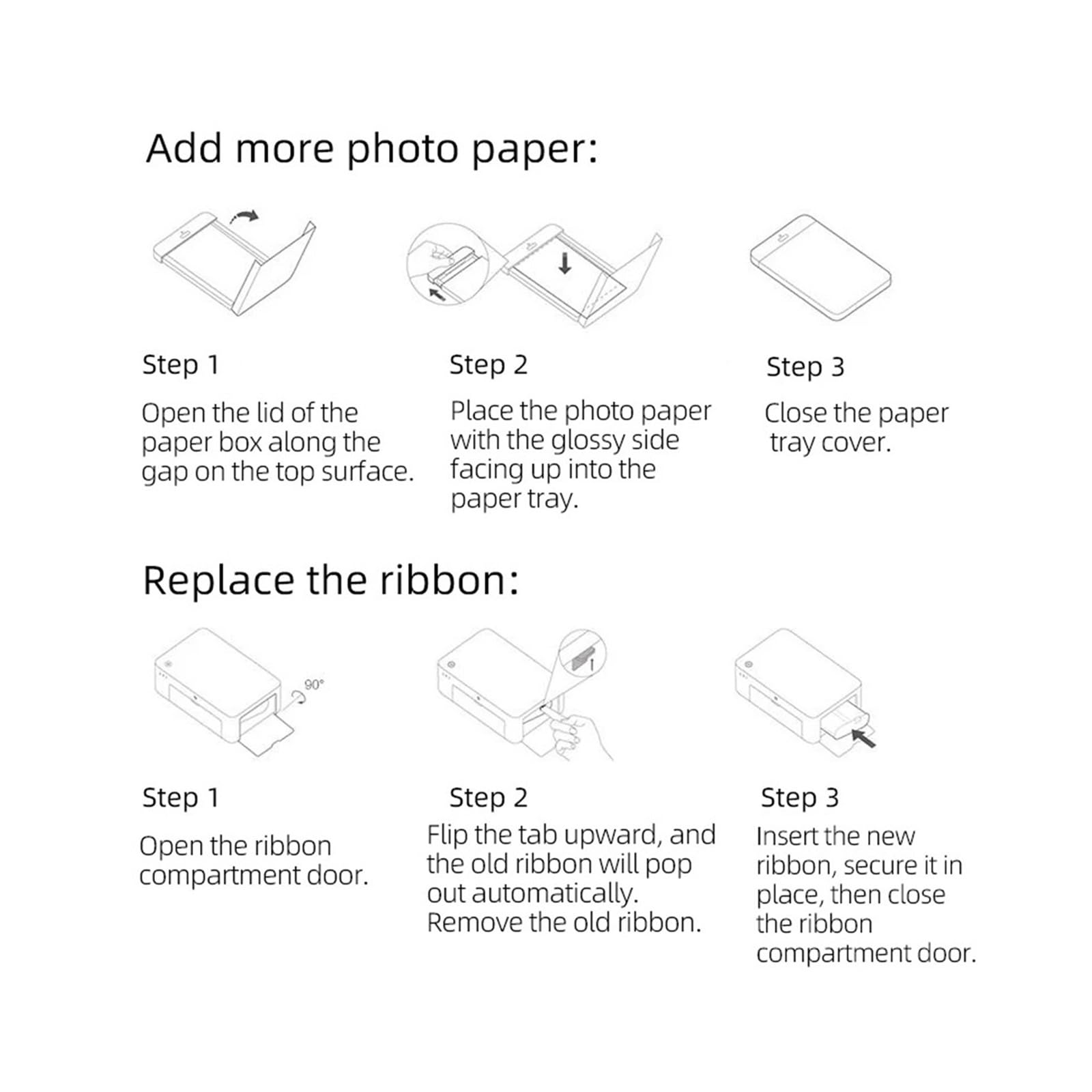 Papel Fotográfico Compatible con Xiaomi Photo Printer 1S 2 Cintas 20 Hojas | Impresión fotos, papel adhesivo, cinta carbono, reemplazo cartucho, Mi Home