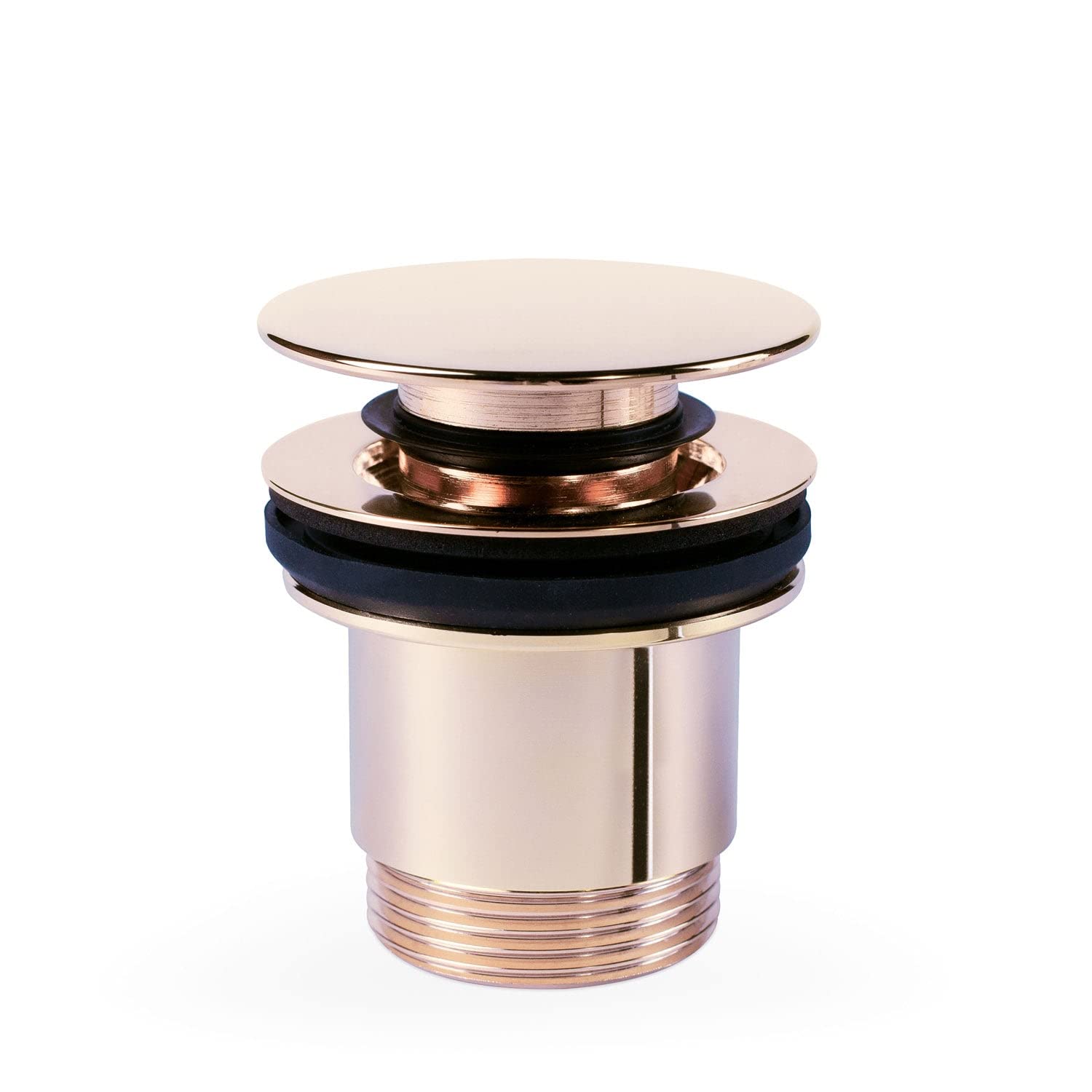 Tres 24284010OP COMPL_GRIFERIA Válvula De Desagüe Click-Clack Simple-Rapid para Lavabo con Opción Siempre Abierta Oro Rosa 24K