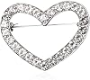 Red Crystal Rhinestone Love Heart Brooch Valentine's Day Silver Hollow Heart Lapel Brooch Pin Mother's Day Jewelry Gifts for Women