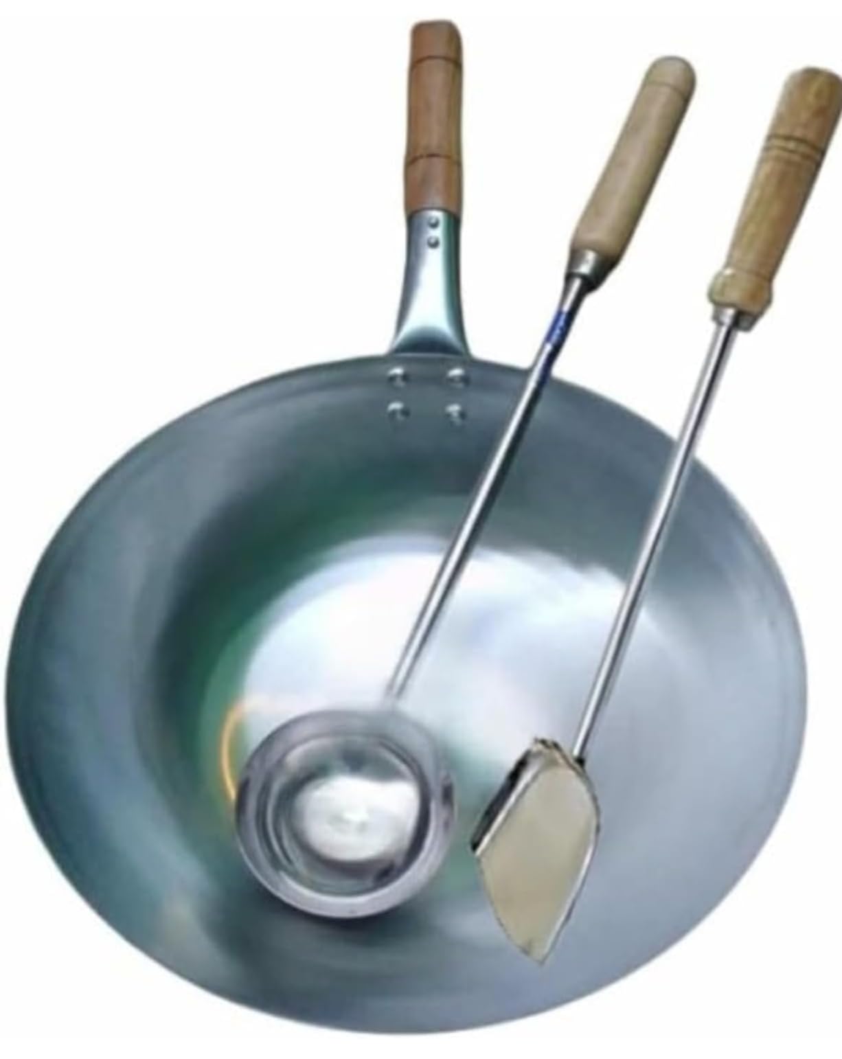 Chinese Kadai with Ladle & Turner for Noodles | Fried Rice Kadai with Strong Handle| Kadhai for Home/Commercial/Restaurant use| 100% Pure Iron Deep Fry Pan| Size- (13 Inch) Iron Utensils 1 Combo-image-29