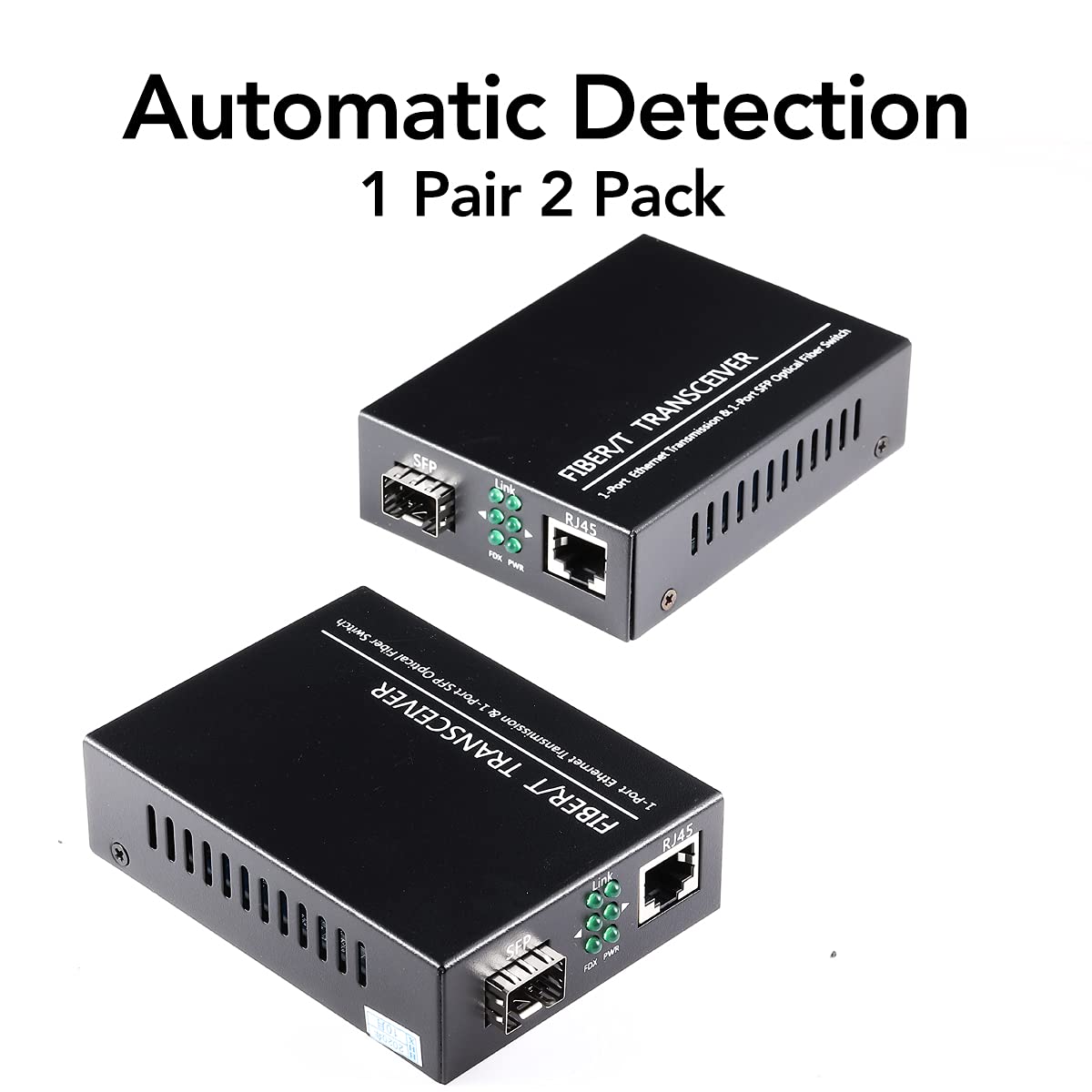 Lot de 2 convertisseurs de médias Ethernet à fibre Gigabit 1,25 G/s 10/100/1000Base-Tx vers 1000Base-SX SMF RJ45 vers SFP, prend en charge les modules SFP Gigabit jusqu'à 120 km