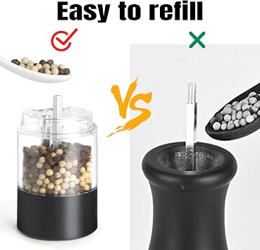 Electric Salt and Pepper Grinder, Adjustable Coarseness, Black