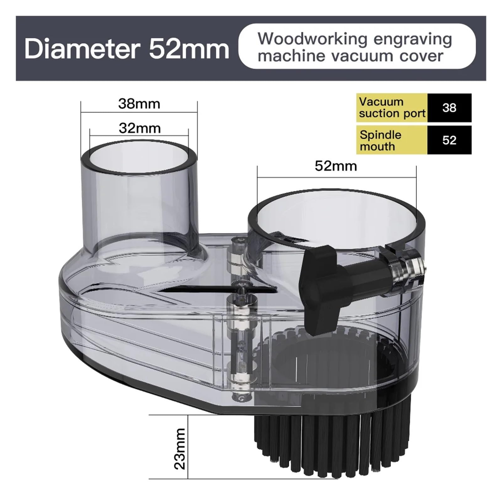 52 mm CNC-Frässchuh mit 38 mm Schlauch for Graviermaschine 3018 3020 4540 1610 Serie Fräsmaschine perfection