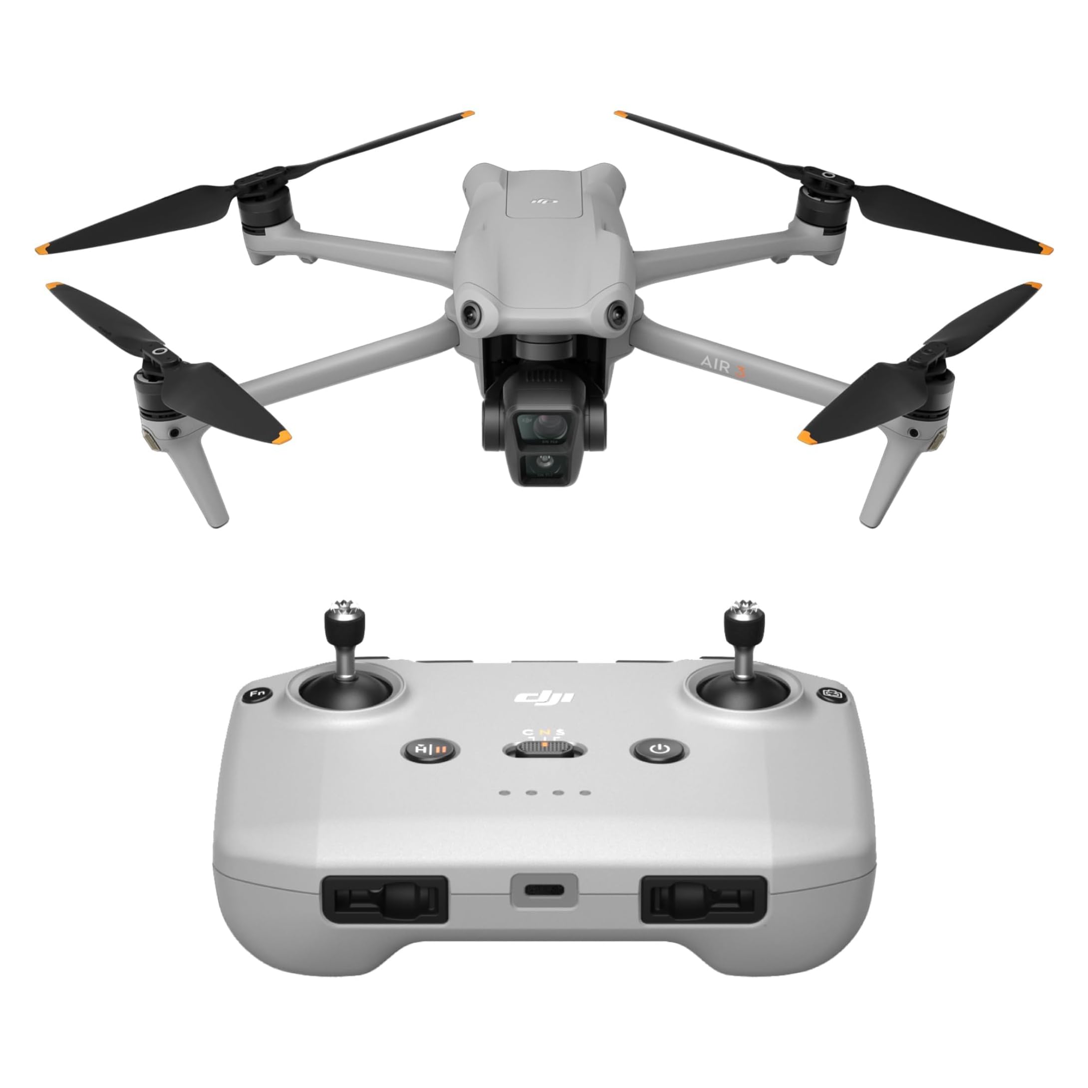 DJI Air 3 (DJI RC-N2), Drone with Medium Tele & Wide-Angle Dual Primary Cameras, 46-Min Max Flight Time, Omnidirectional Obstacle Sensing, 48MP Photos, 4K/60fps HDR, Compliance with FAA Remote ID
