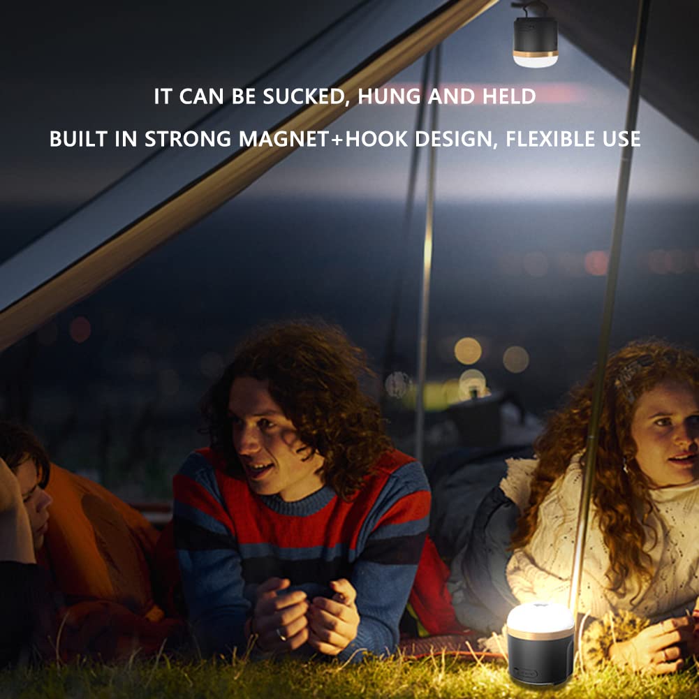 Lanterne da campeggio Mini Size Ricaricabile Magnetico Tenda Luci con Gancio per interruzioni di corrente, Luce Portatile per Campeggio Esterno Bianco