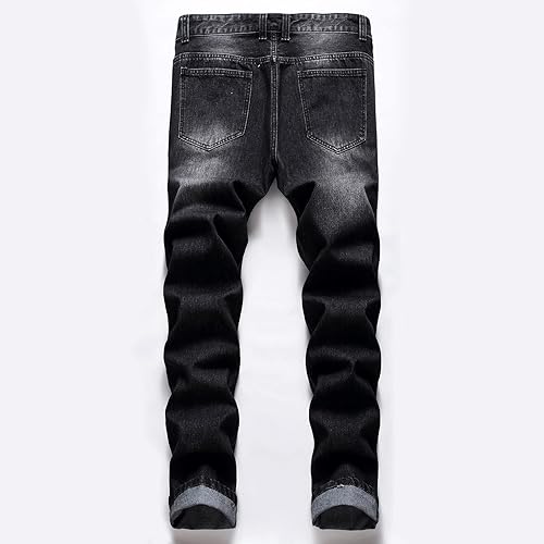 Miniatura 2 de Jeans rasgados para hombre, ajustados, ajuste regular, pierna cónica, desgastados, pantalones de mezclilla para hombre con agujero