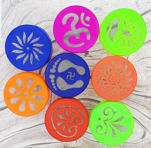 Image of Ascension ? Plastic 12 Different Design Draw Rangoli Making Kit Rangoli Stamp Om Swastik Flower Design Colourful Rangoli Making Stencil Bottle Filler