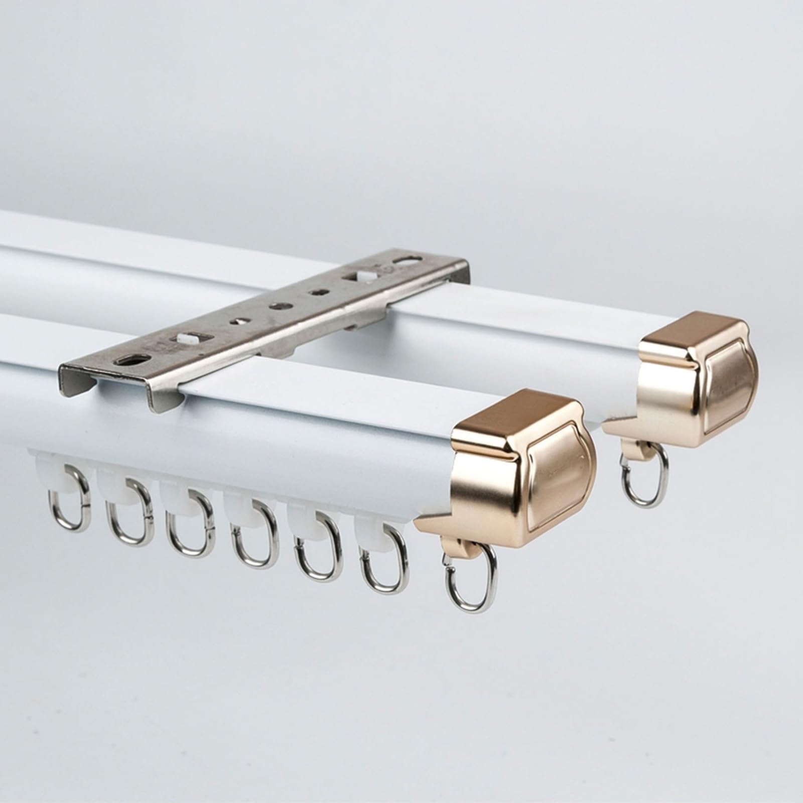 Double rail K en aluminium laqué blanc pour fixation au plafond