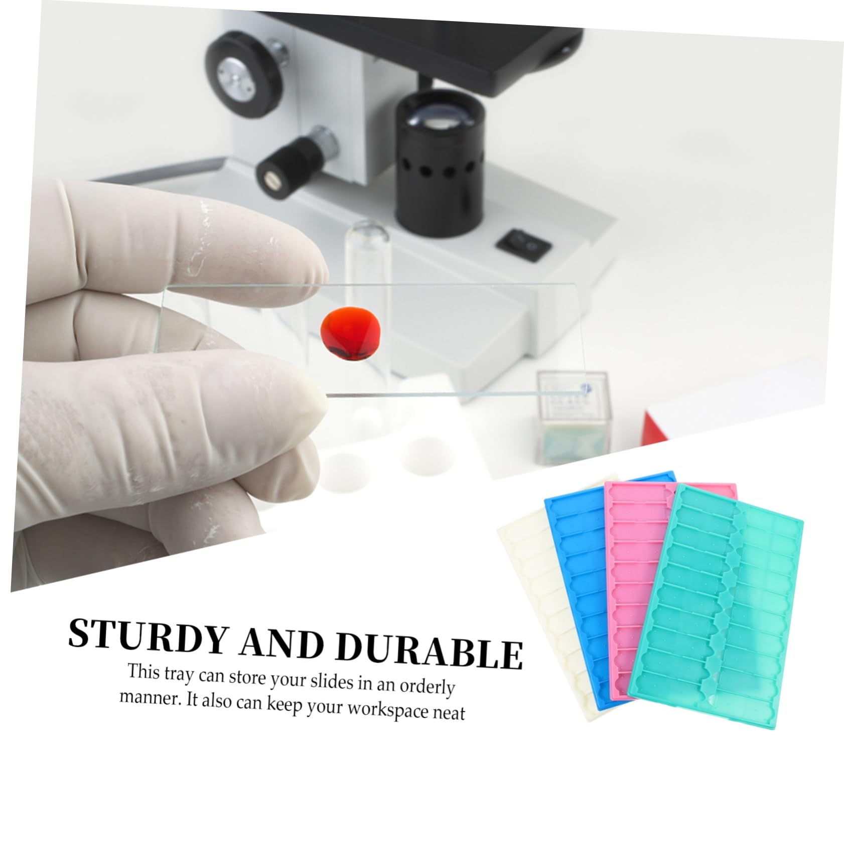 Mobestech 4 Pezzi 20 Piastra Di Stoccaggio Per Vetrini Vassoio Per Vetrini Microscopio Scatola Di Immagazzinaggio Per Vassoio Per Microscopio i Di Plastica i