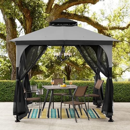 Sunjoy 9 ft. x 9 ft. Gazebo with 2-Tier Canopy