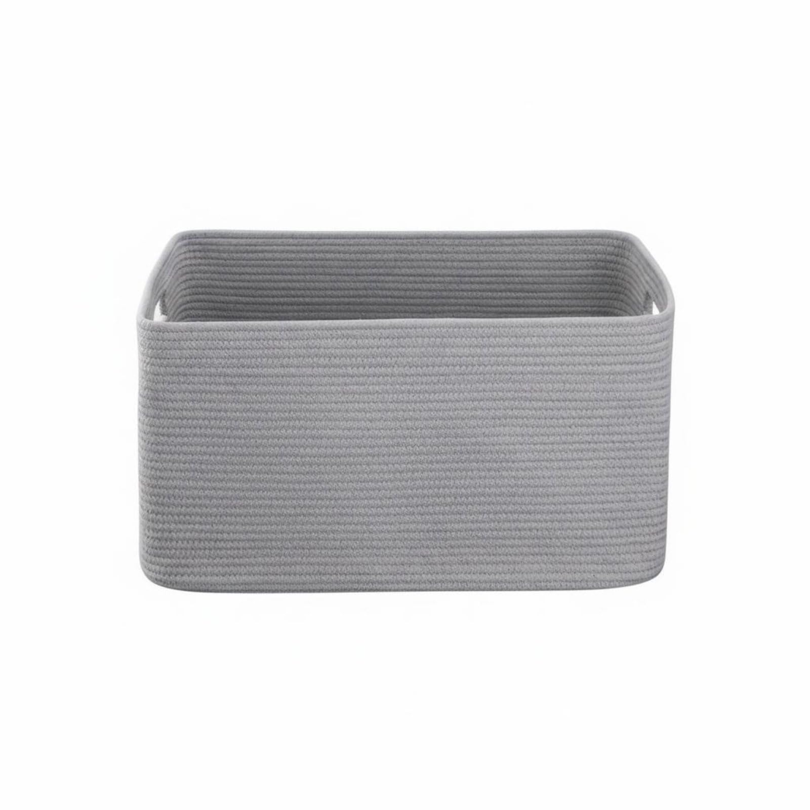 Amagogo Cesto in Corda di Cotone Cestino Contenitore Cesto Portagiochi Cesto Portabiancheria Struttura Intrecciata con Cuciture Accurate E Manici Resistenti, Kaki Nero Floreale, 45-35-28cm