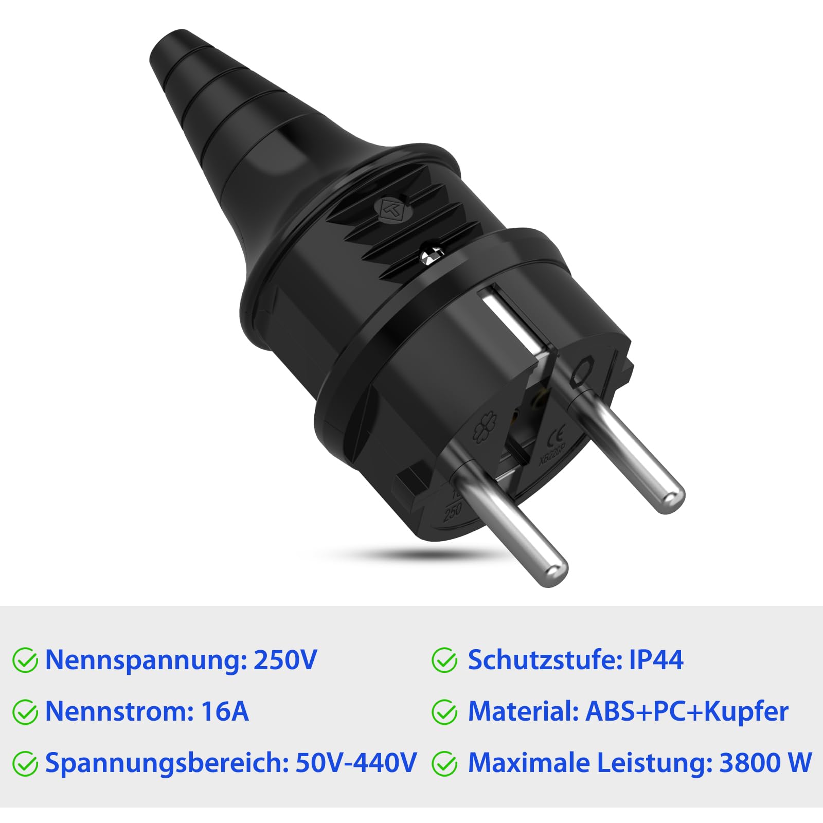 Prise Mâle Étanche ZIOYA 16A 250V - 2 Pièces + Tournevis - Pour Extérieur Ou Appareils