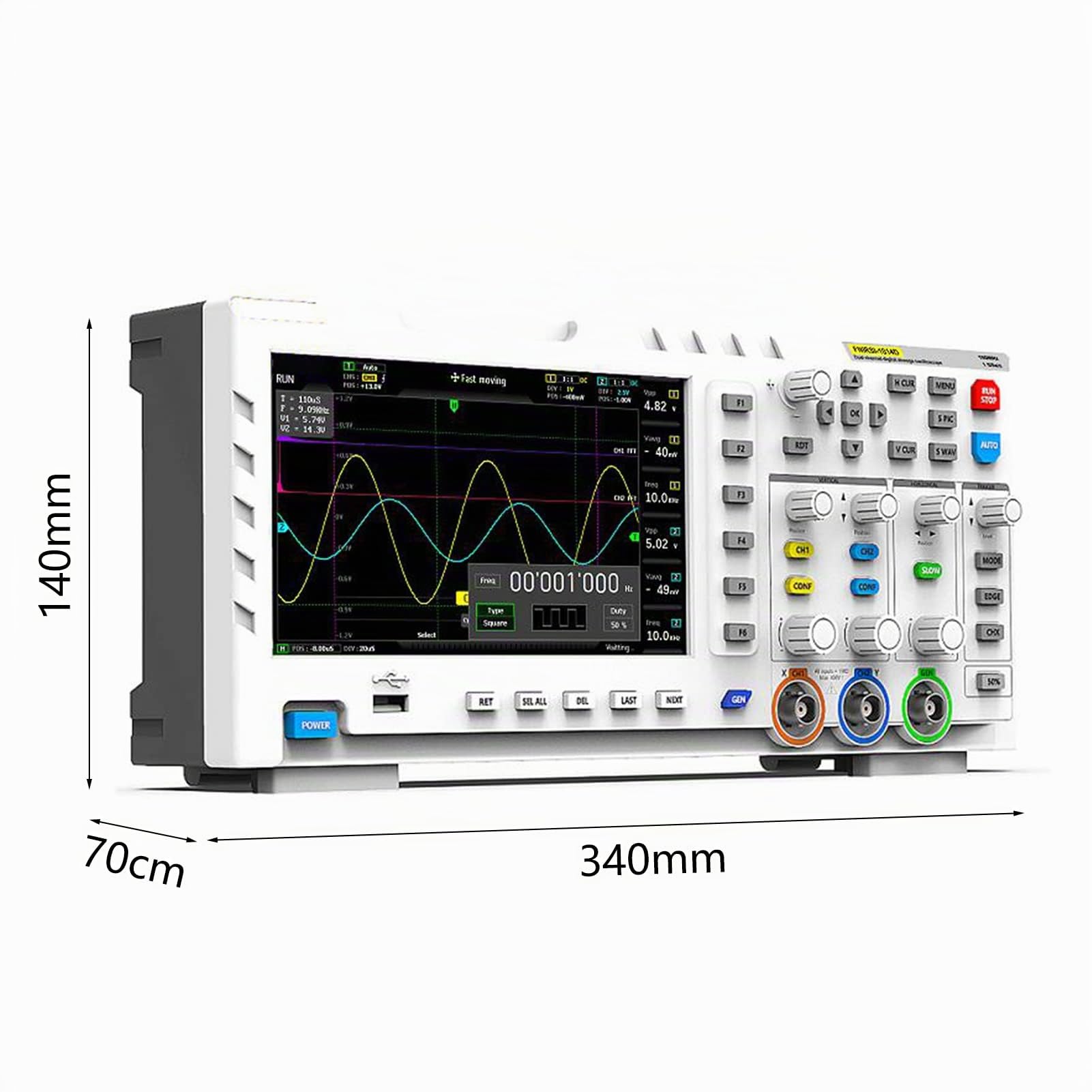 BuyWeek Osciloscopio Digital, 2 en 1 Generador de Señal de Entrada de Doble Canal 100MHz 1GSa/s Osciloscopio de Escritorio Con Interfaz USB