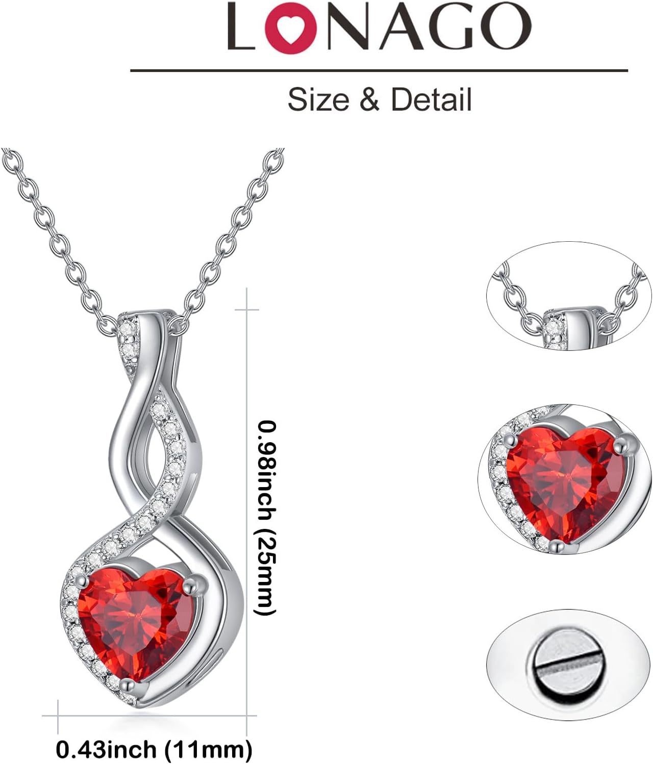LONAGO Infinity Urn Necklace for Ashes, Sterling Silver/Gold Plated Birthstone Infinity Cremation Jewelry Gift Keepsakes Locket Necklace for Women Men Pet Human Ashes