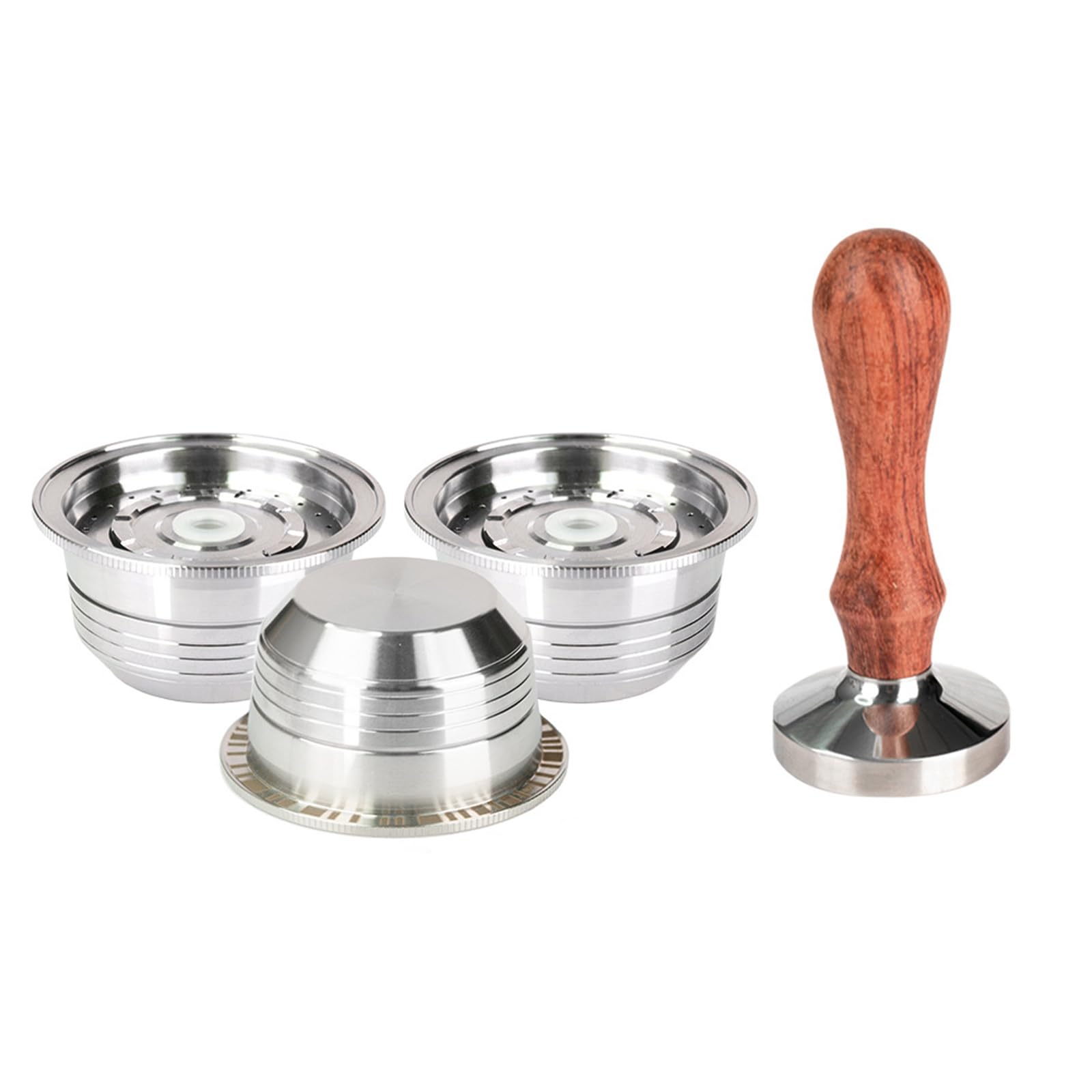 Xinsheinelry Dishwasher Safe Metal Espresso Pods Cup Coffee Pods Shell with Tamping Tool Stainless Steel Texture for Coffee
