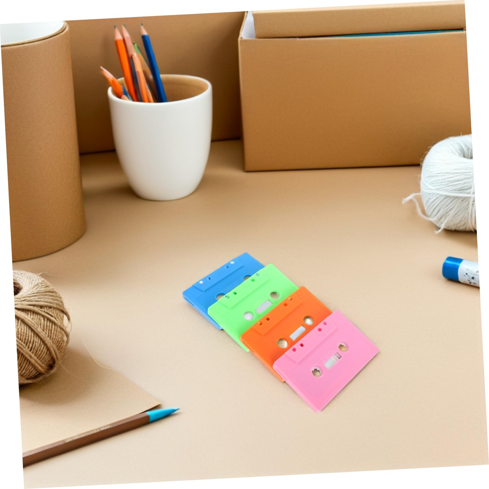 HEMOTON Leere Retro Kassetten Selbstgemacht Bunte Audiokassetten für Aufnahme Wanddekoration Vintage Kassette ohne Band Kreative Partygastgeschenke 4 Stück (orange Rosa Hellgrün Blau