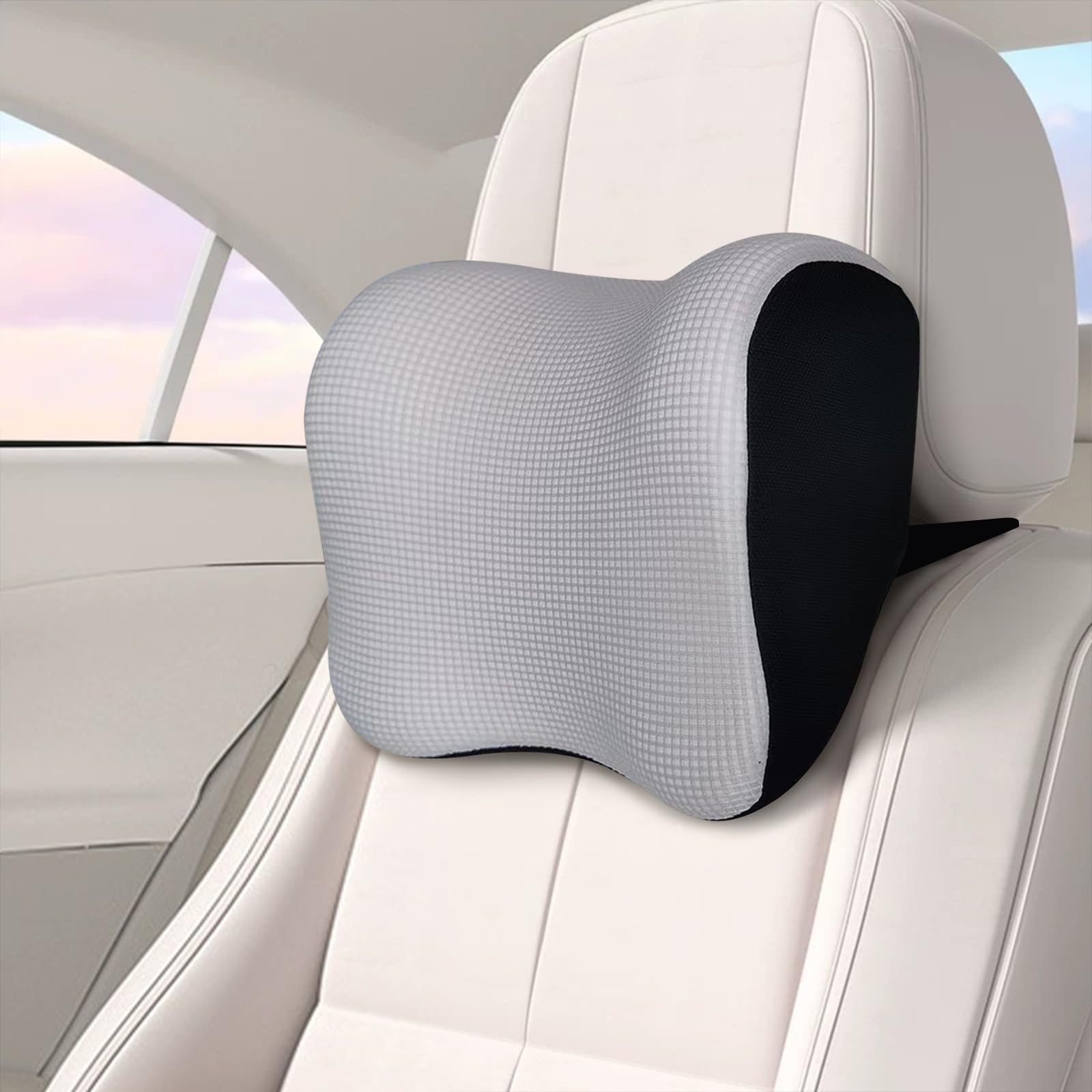 Ultra Soft Car Headrest Pillow, Car Pillow for Driving with Adjustable Strap, 100% Memory Foam Neck Cushion, Breathable Removable Cover & Ergonomic Design - Car Neck Pillow(Moonlight-Silver, 1PC)-image-26