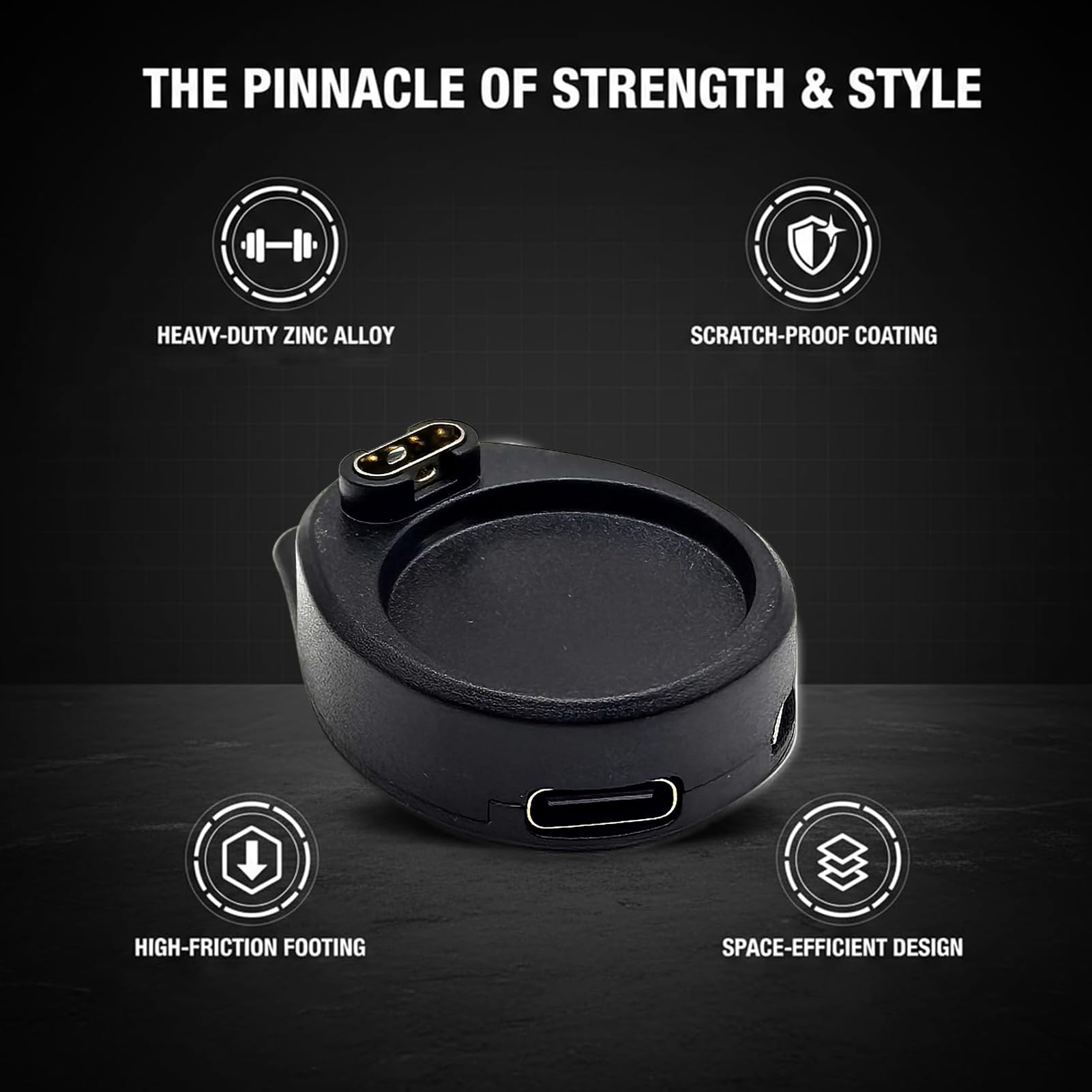 Caricatore USB-C/Micro Base Magnetica Rinforzata per Garmin Fenix 8/7/6/5, Forerunner 55/245/255/945, Venu 3/2, Vivoactive, Instinct, Approach, Vivomove Nero