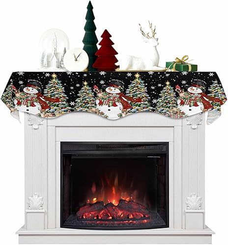 Miniatura 11 de Bufanda de mantel de Navidad de 90 x 17 pulgadas, decoración de mantel de árbol de Navidad verde para chimenea, decoración de día festivo, bosque
