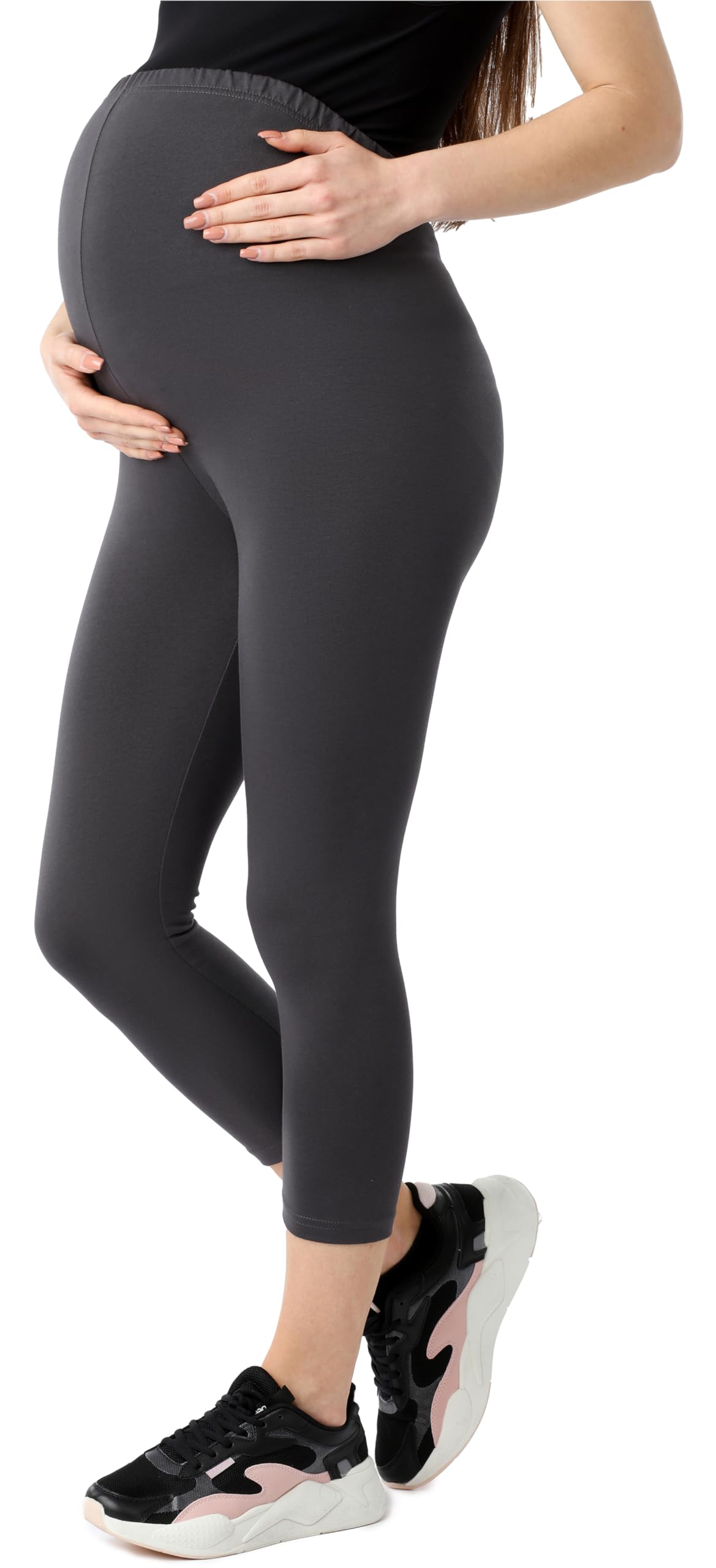 Be Mammy Damen 3/4 Umstandsleggings aus Bio-Baumwolle BE20-284