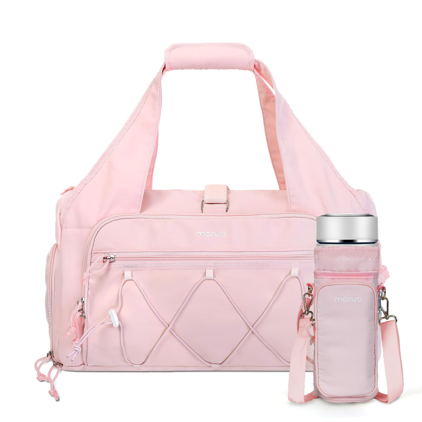 MOSISO Gym Bag for Women, Travel Duffle Weekender Overnight Workout Carry on Small Tote Sport Gym Duffle Bag with Shoe Compartment&Wet Pocket&Water