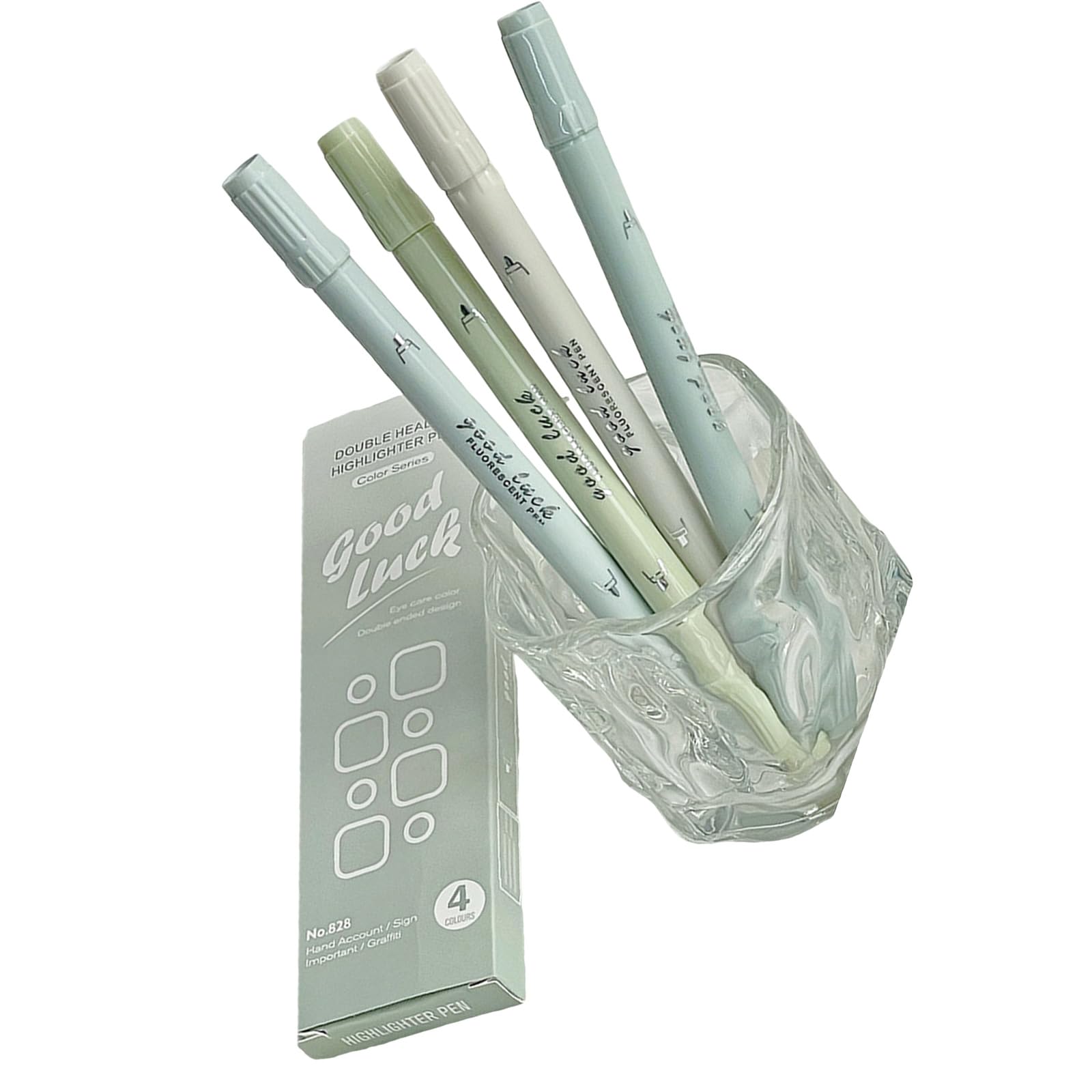 Wwhjr Green 4 Pcs Double Headed Highlighter Pen Painting Highlighter Bible Marker Pen Highlighter Markers Office School Supplies Double-Ended Gradient Highlighter