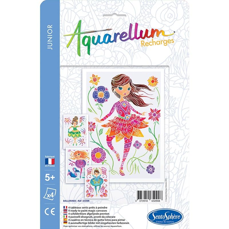Sentosphère - RECHARGE AQUARELLUM - Ballerines - 6509R - Kit Loisir Créatif - Recharge Cartes Aquarellum - Kit peinture - Peinture Aquarellable Magique - A...
