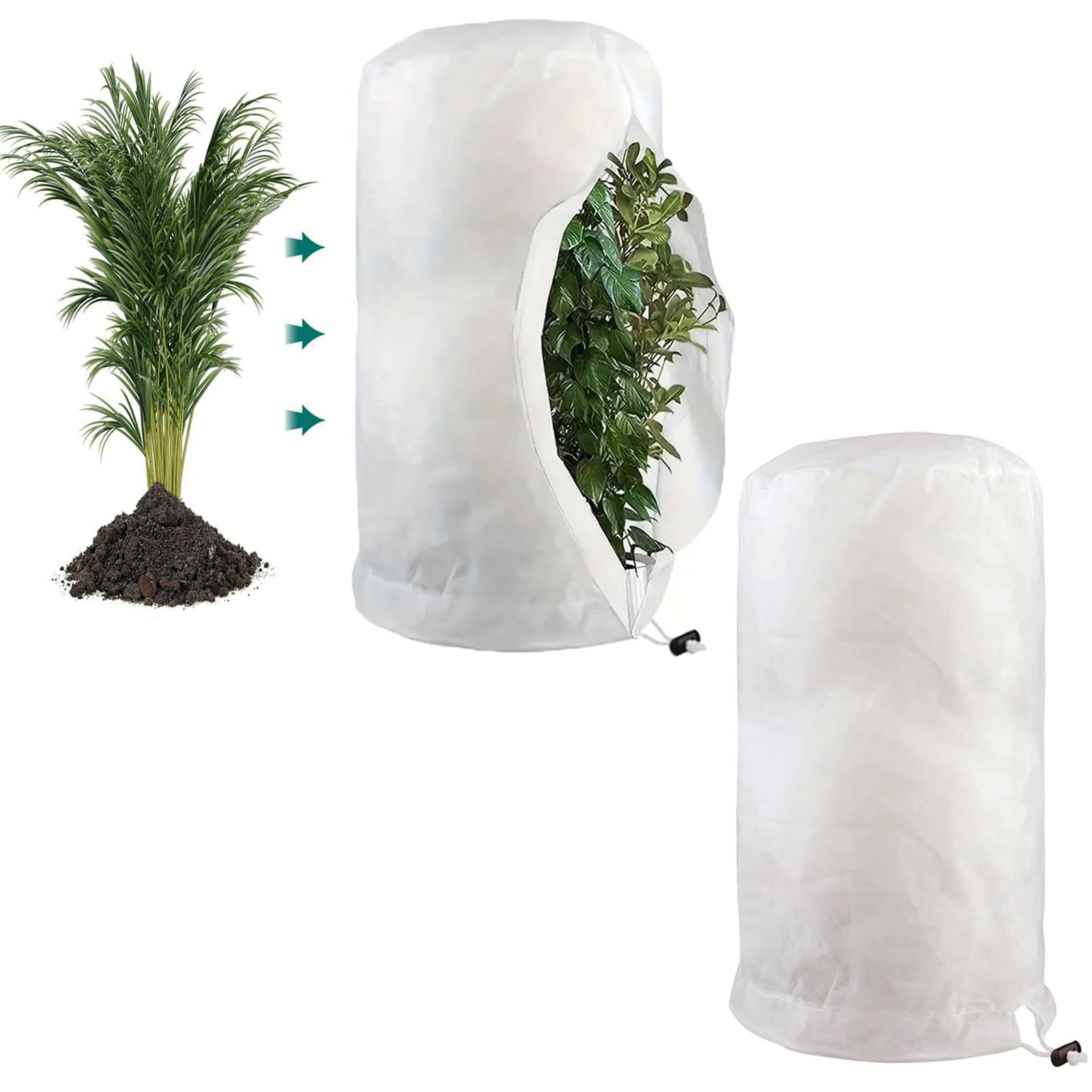 Large Plant Covers Freeze Protection with Zipper Drawstring (200x240cm)
