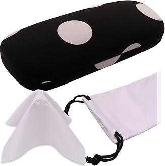 Women's Hard Eyeglass Case | Protective Hard Shell Glasses Case with Pouch and Cloth