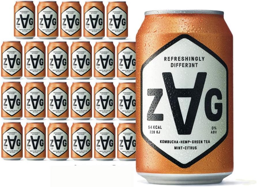 ZAG - Alcohol Free Drink - Made using Natural Ingredients - Refreshing Taste, Vegan Soft Drink - Healthy, Herby, Booze Free (24 x 330ml Cans)