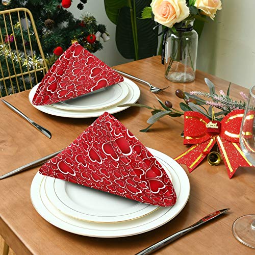 Servilletas de Tela Rojas con Corazones Pack de 6 miniatura 3